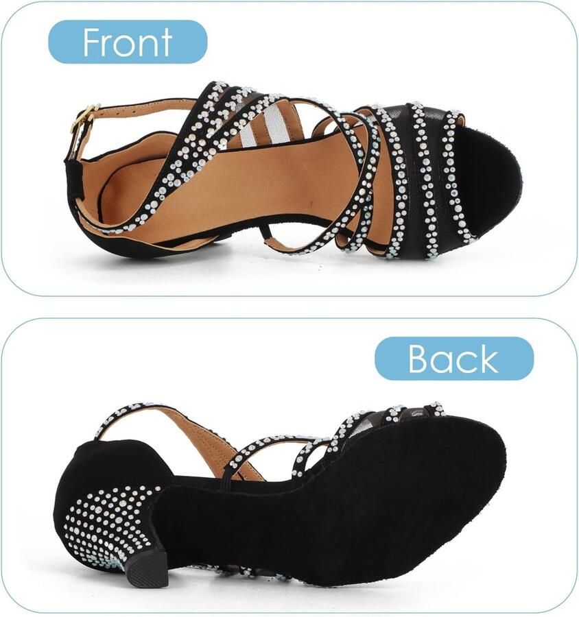 Dansschoenen voor dames danshak salsa glitter bling strass samba professionele danssandalen voor bruiloftsfeest hak