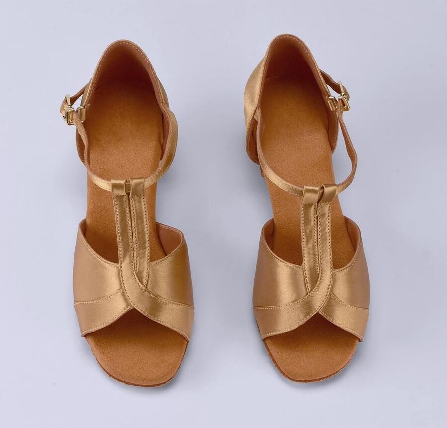 Dansschoenen voor dames en meisjes lage hak standaard dans maatschappelijke dans Latijnse dans Latijn goud