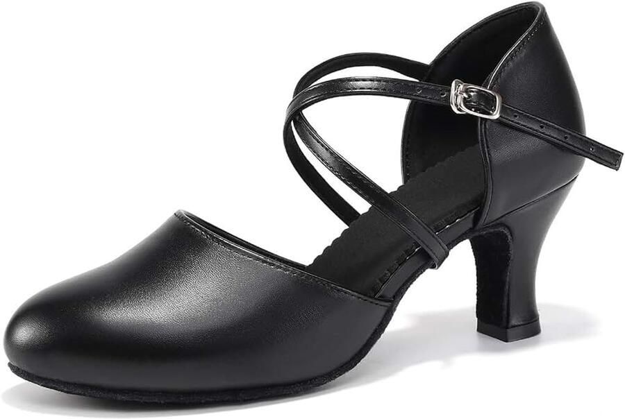Dansschoenen voor dames gesloten neus moderne salsa dansschoenen met hak van - Foto 1