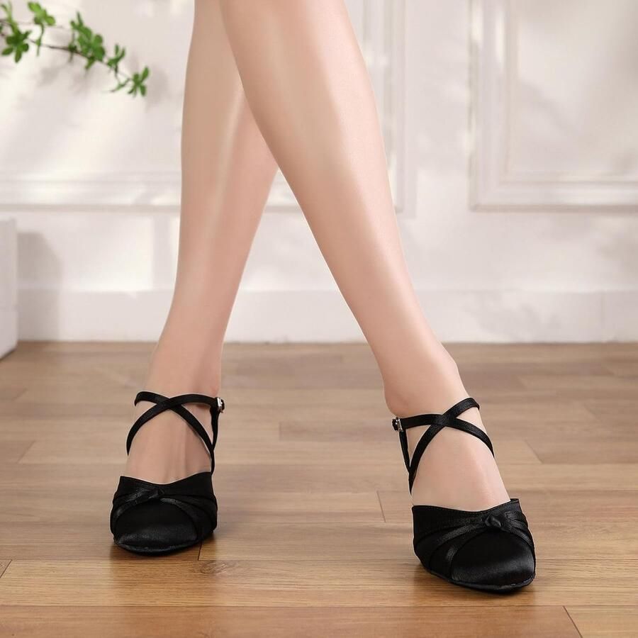 Dansschoenen voor dames gesloten tenen standaard salsa tango modern Latijnse dansschoenen Satijnen Latin Salsa Tango moderne standaard dansschoenen hak