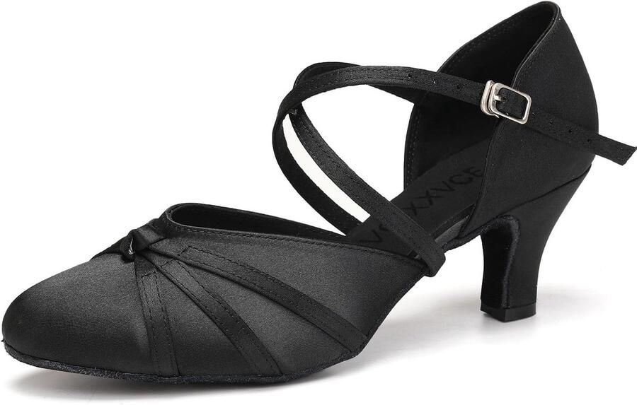 Dansschoenen voor dames gesloten tenen standaard salsa tango modern Latijnse dansschoenen Satijnen Latin Salsa Tango moderne standaard dansschoenen hak - Foto 1