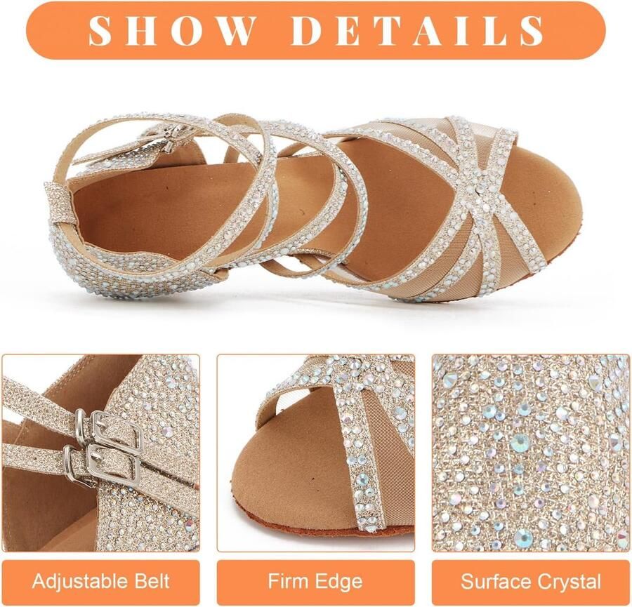 Dansschoenen voor dames Latijns met strass