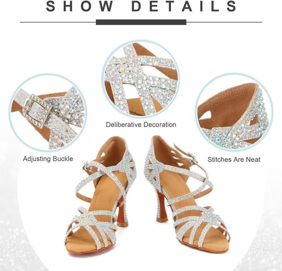 Dansschoenen voor dames met strass open teen dansschoenen latina salsa dansen latijnsaus dansschoenen interpretatieschoenen