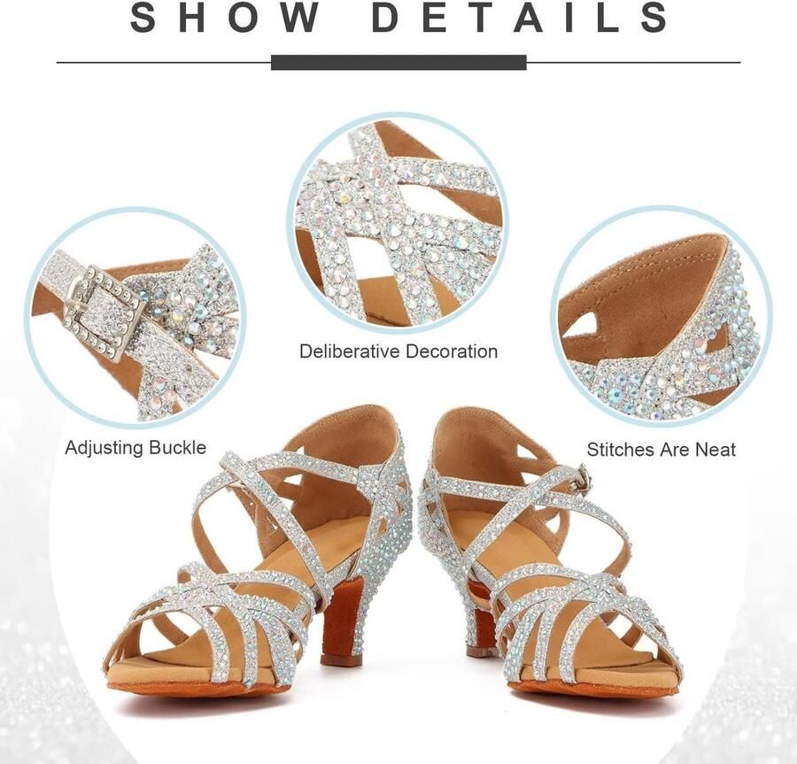 Dansschoenen voor dames met strass open teen dansschoenen latina salsa dansen latijnsaus dansschoenen interpretatieschoenen