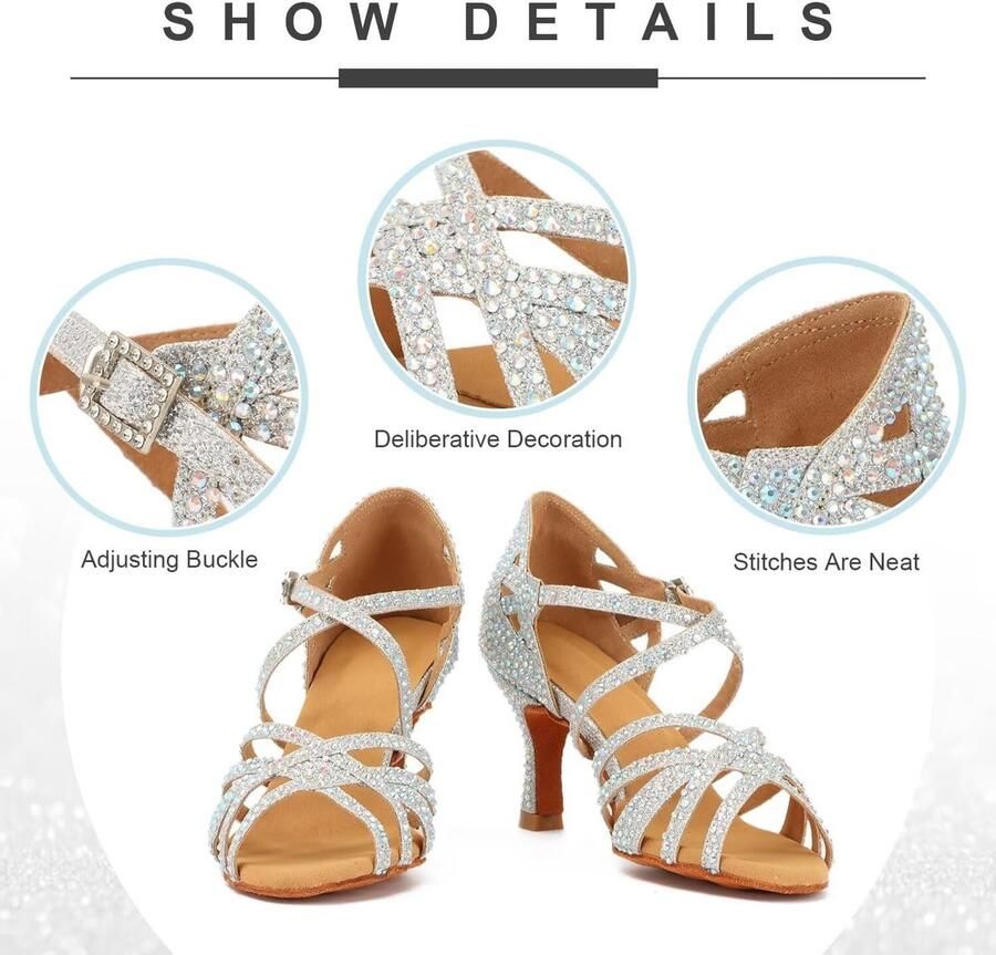 Dansschoenen voor dames met strass open teen dansschoenen latina salsa dansen latijnsaus dansschoenen interpretatieschoenen