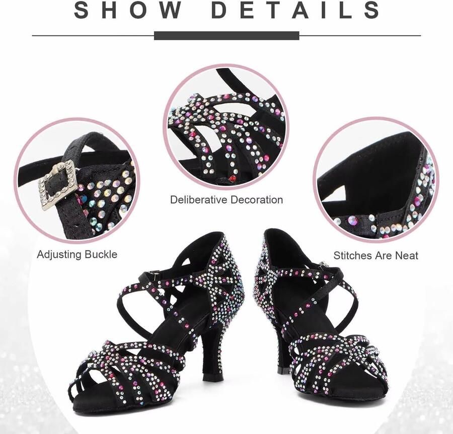 Dansschoenen voor dames met strass open teen dansschoenen latina salsa dansen latijnsaus dansschoenen interpretatieschoenen