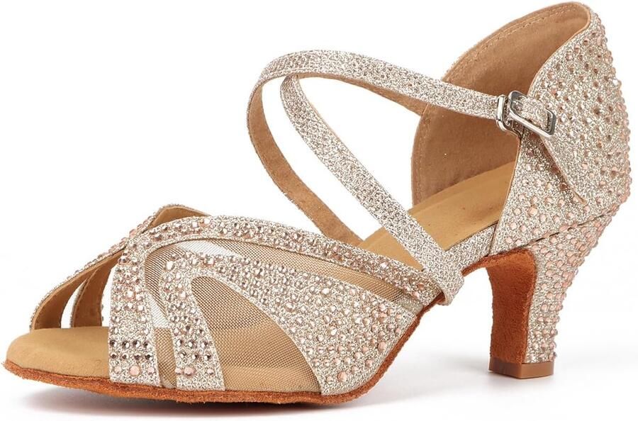 Dansschoenen voor dames met strass salsa tango bachata indoordansschoenen voor bruiloft feest bal