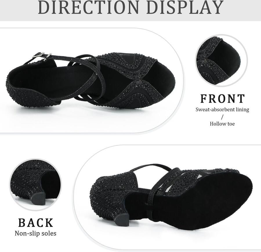 Dansschoenen voor dames met strass salsa tango bachata indoordansschoenen voor bruiloft feest bal