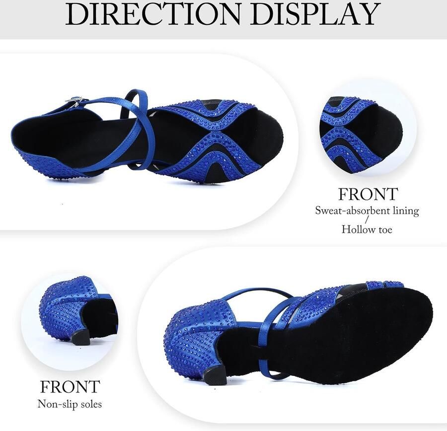 Dansschoenen voor dames met strass salsa tango bachata indoordansschoenen voor bruiloft feest bal