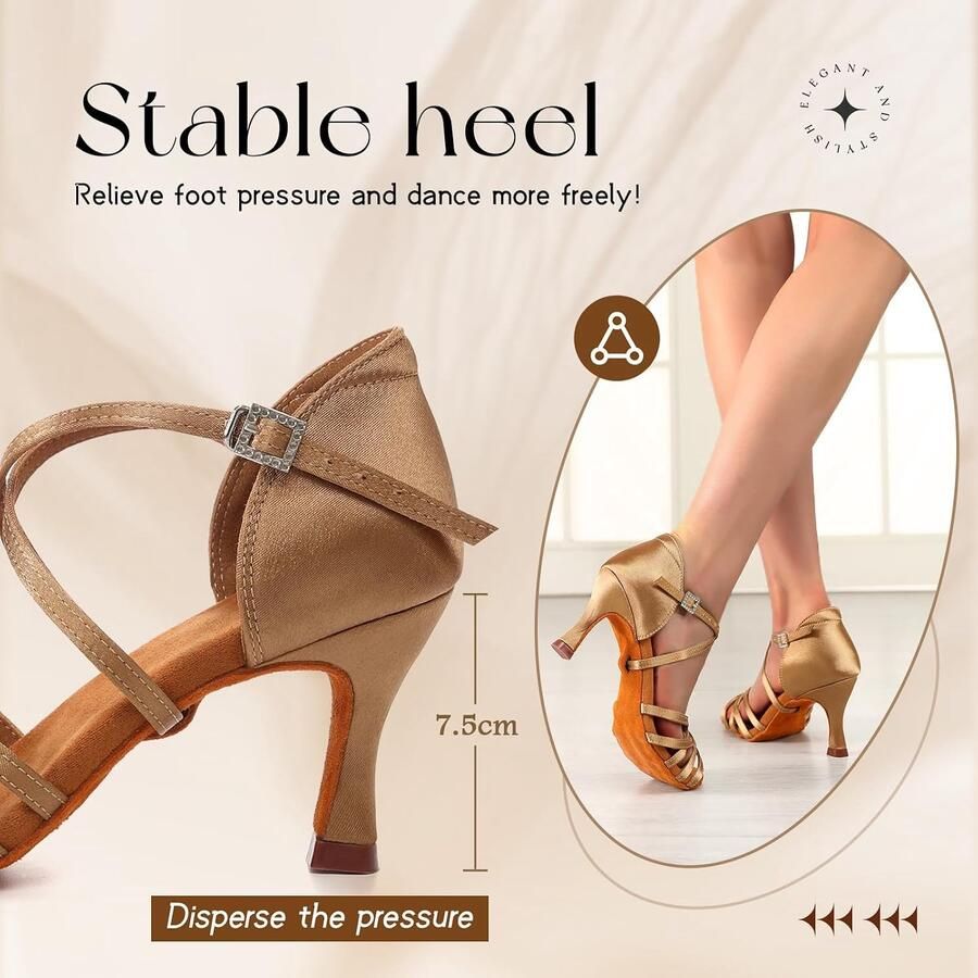 Dans schoenen voor dames in satijn Salsa Bachata dans schoenen met hak