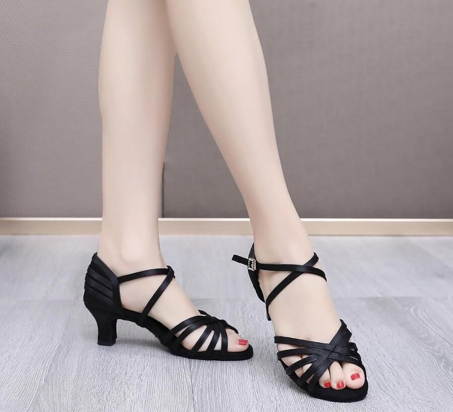 Dansschoenen voor dames professionele dansschoenen ballroomfeest salsa fitness dansschoenen 5 hak 2 5-7 ' Zwart hak
