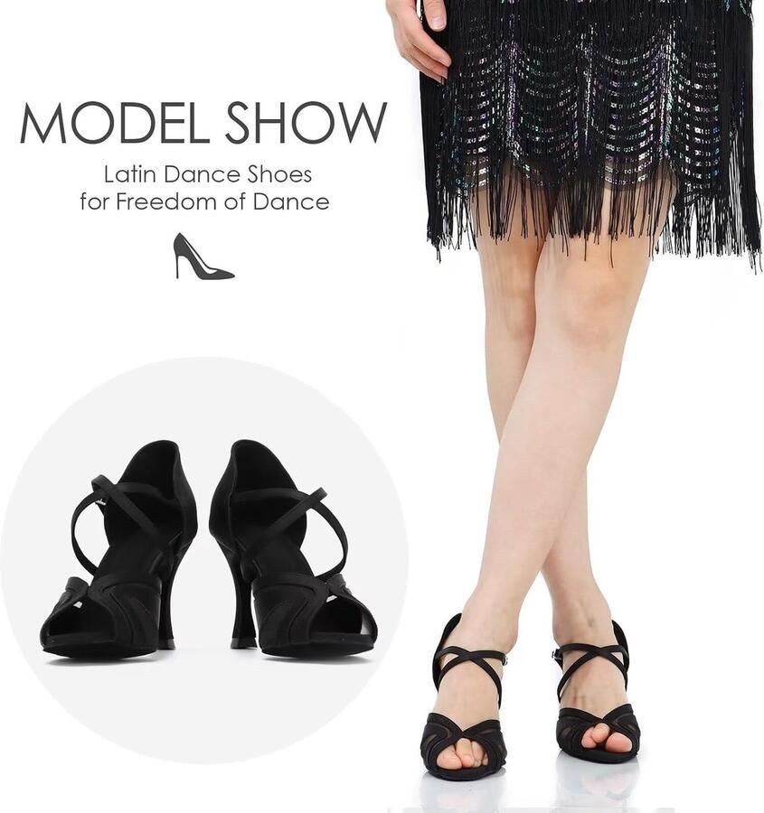 Dansschoenen voor dames salsa latin dansschoenen party avond bruiloft danspompen met enkelbandje