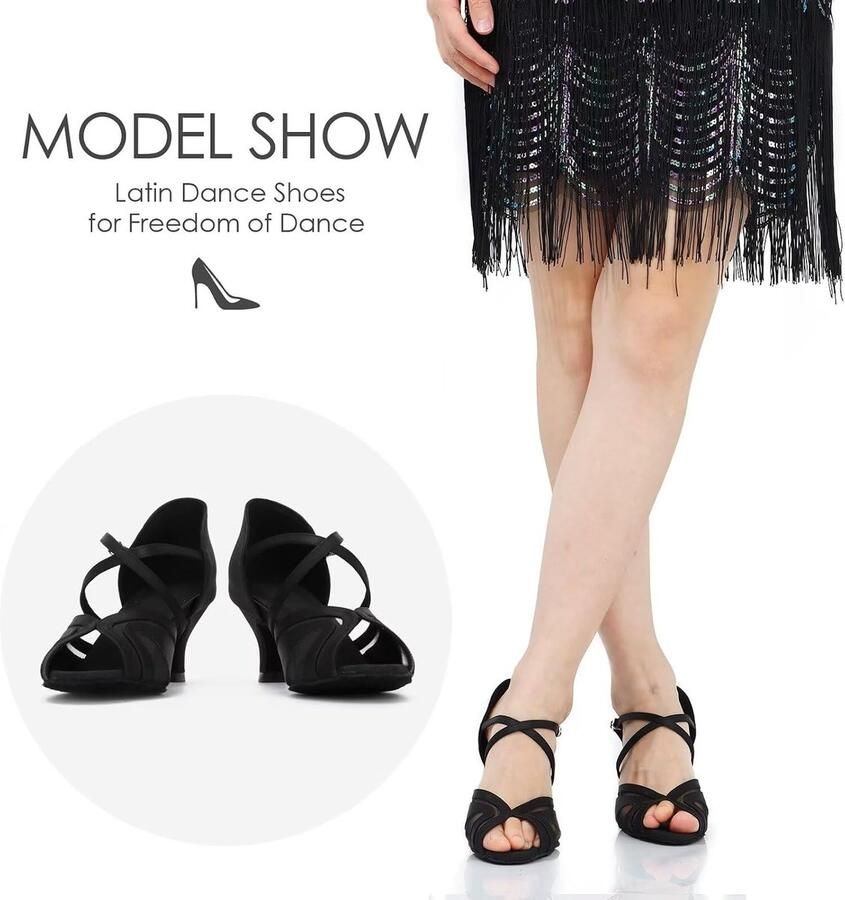 Dansschoenen voor dames salsa latin dansschoenen party avond bruiloft danspompen met enkelbandje