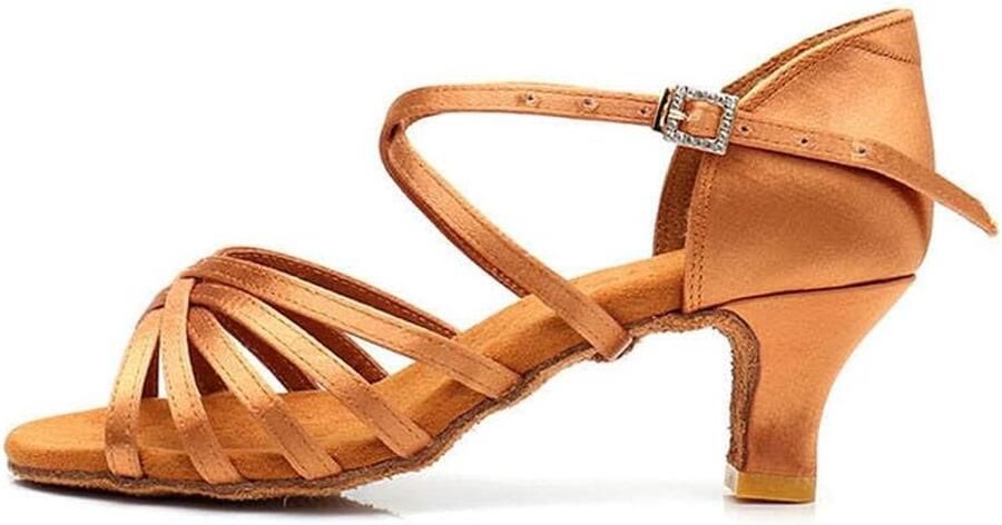 Dansschoenen voor dames satijnen glitterschoenen met hak praktijkschoenen voor dames salsa schoenen tango bachata balschoenen dames dansschoenen voor meisjes zilver bruin