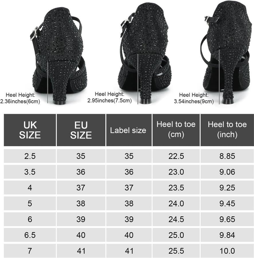 Dansschoenen voor dames standaard en latin salsa tango wals bachata kizomba moderne dansschoenen met strasssteentjes 1050 zwart