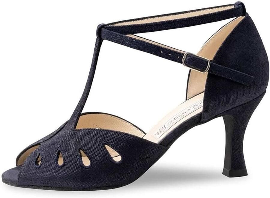 Dansschoenen voor dames suède donkerblauw normale breedte flare Made in Italy