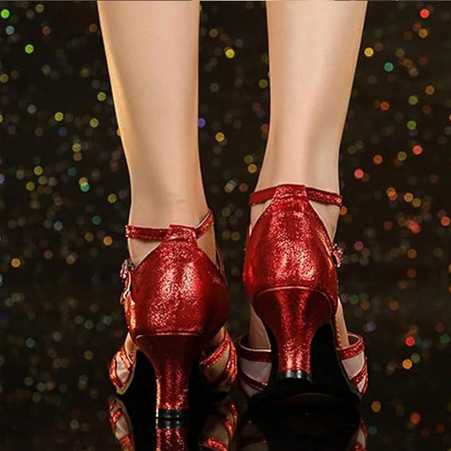 Dansschoenen voor dames tango schoenen dikke hakken met veters
