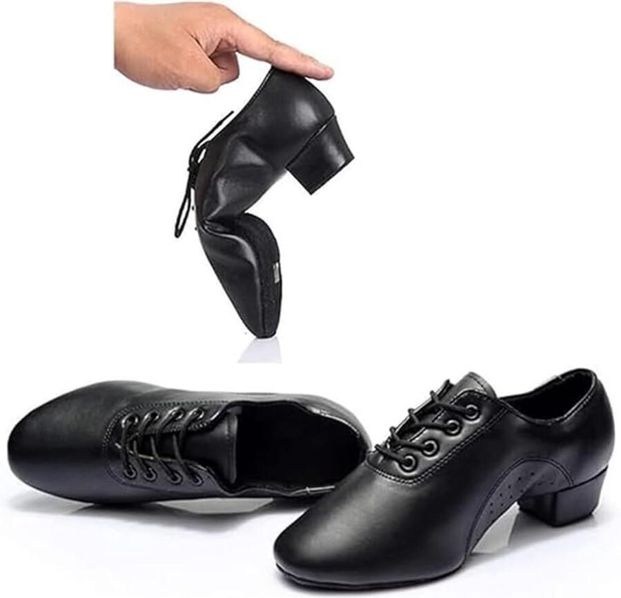 Dansschoenen voor heren latin salsa jazz tango zwarte leren schoenen voor mannen en jongens