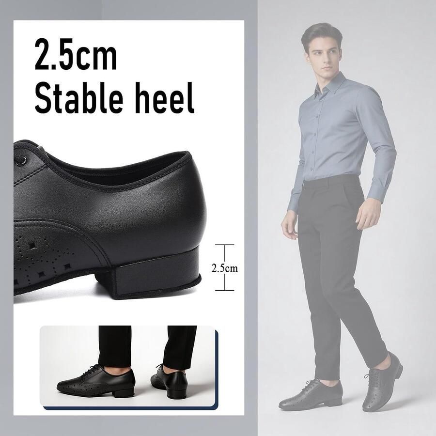 Dansschoenen voor Mannen Lage Hak Standaard Balzaal Salsa Dansschoen