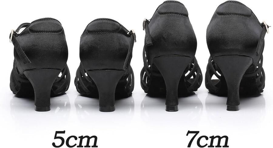 Dansschoenen voor Vrouwen Ballroom Party Salsa Dance Praktijk Prestaties Schoenen Zwart 5 Hak