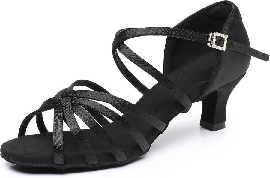 Dansschoenen voor Vrouwen Ballroom Party Salsa Dance Praktijk Prestaties Schoenen Zwart 5 Hak - Foto 1