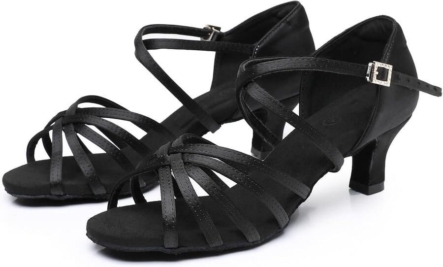 Dansschoenen voor Vrouwen Ballroom Party Salsa Dance Praktijk Prestaties Schoenen Zwart 5 Hak
