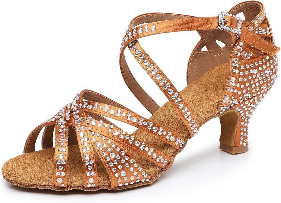 Dansschoenen voor vrouwen Bruin Stevige hak Perfect voor ballroom en Latin dans ShopVlot