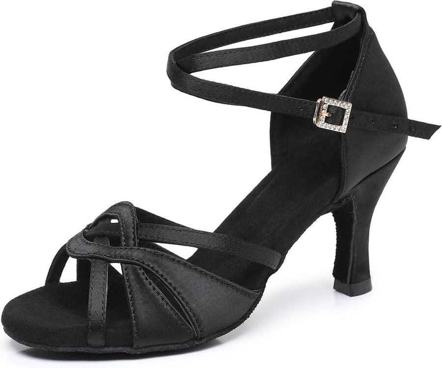 Dansschoenen dames hak zwart professioneel ideaal voor salsa en tango ShopVlot