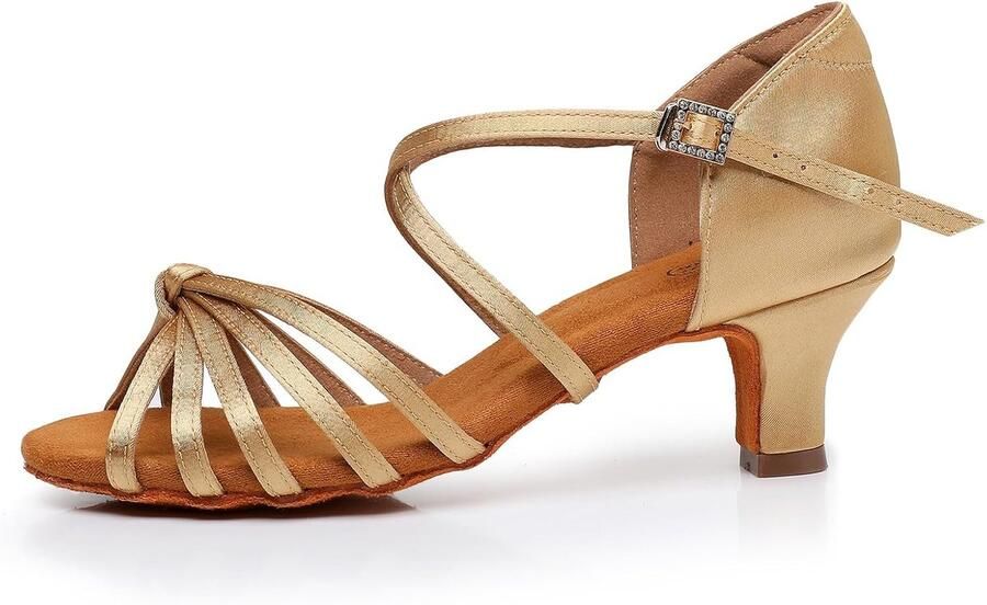 Dansschoenen voor Vrouwen Salsa Tango Chacha Ballroom Praktijk Dansschoenen Beige hak