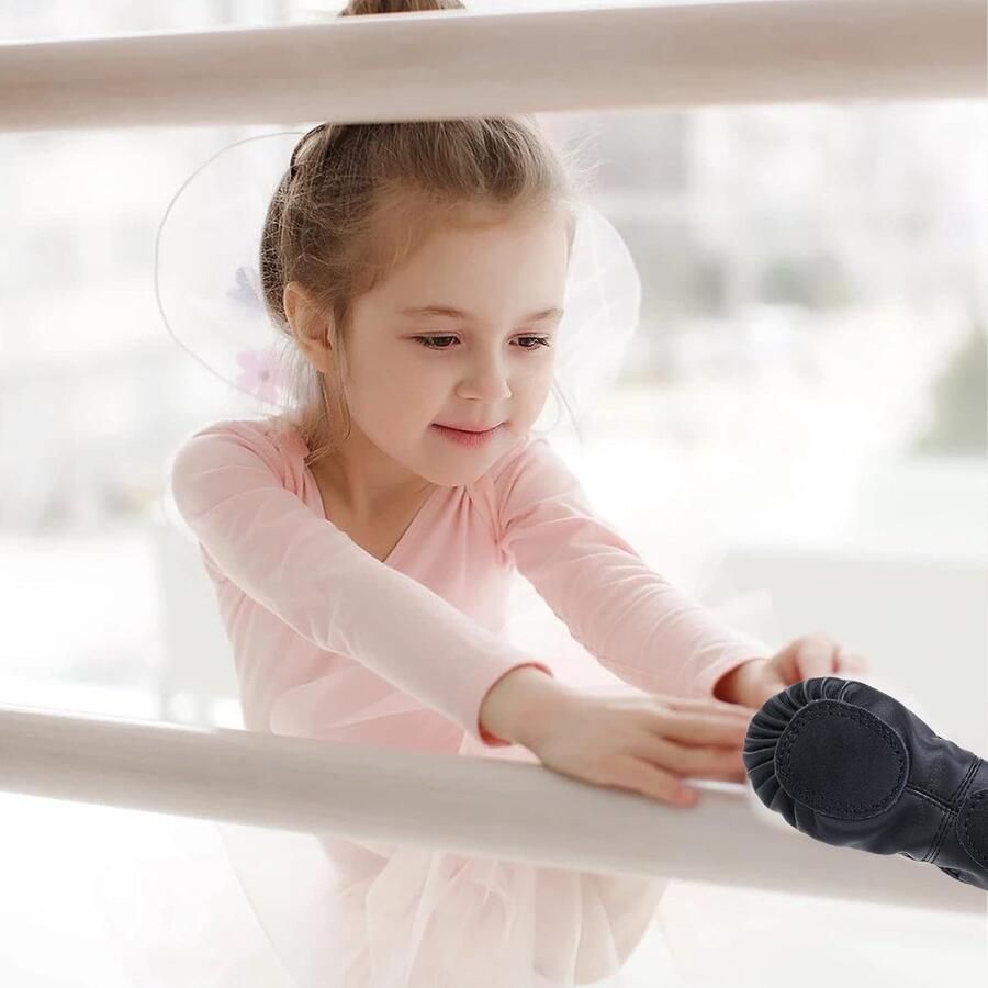 Meisjes balletschoenen gymnastiek dansschoenen leren zool voor kinderen volwassenen zwart
