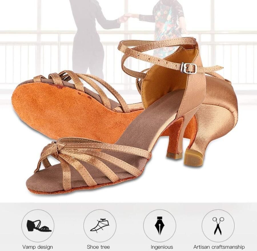 Dansschoenen Zachte Comfortabele Balzaal Dansschoenen Non Slip Dames Latin Dansen Oefenschoenen met Hiel (38)