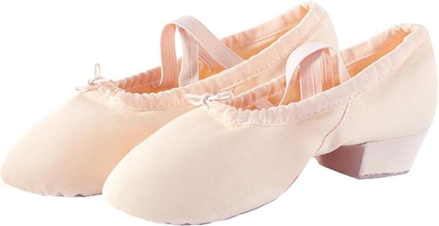 Dansschoenen zachte zolen met lage hak training balletschoenen