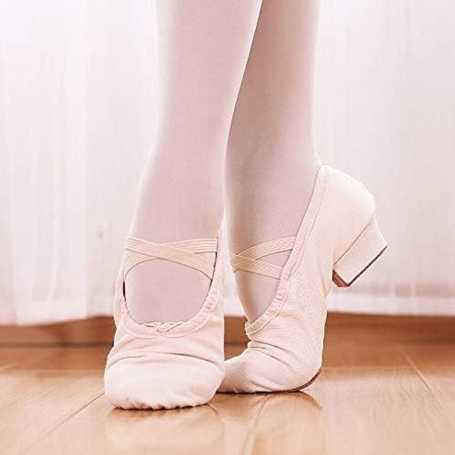 Dansschoenen zachte zolen met lage hak training balletschoenen