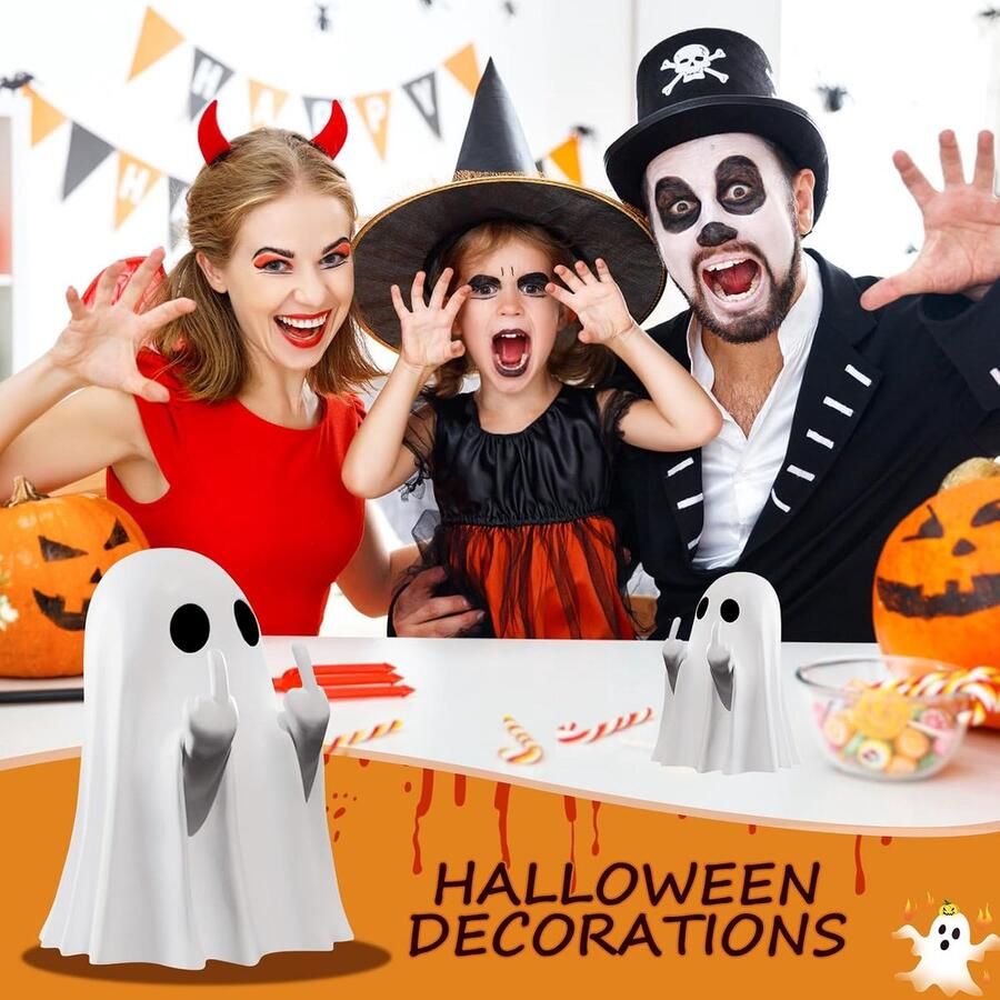 Decoratie middelvinger geesten Halloween decoratie outdoor indoor enge geest figuren standbeeld thuis slaapkamer desktop ornamenten