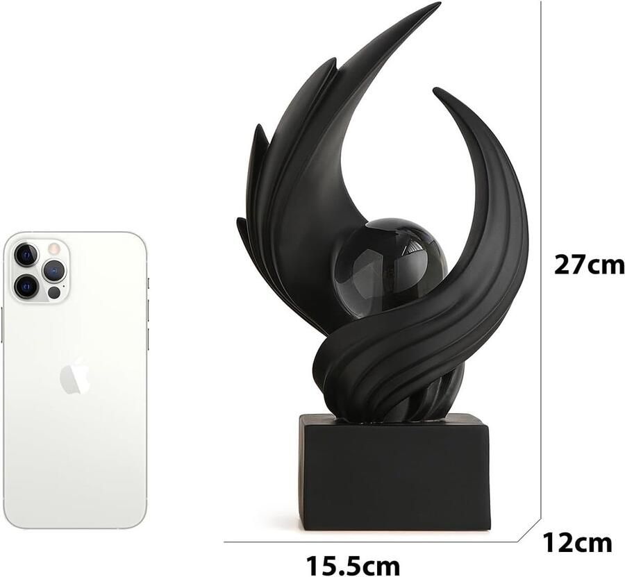 Decoratie modern wervelstandbeeld decoratie voor woonkamer minimalistisch standbeeld plank decor accenten abstracte kunst sculptuur decor voor kantoor salontafel dressoir (zwart)