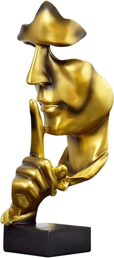 Decoratie stilte is gouden beeld decoratieve figuren home ornament creatieve kunsthars sculptuur ornament werkkamer kantoor plank tafeldecoratie (goud)