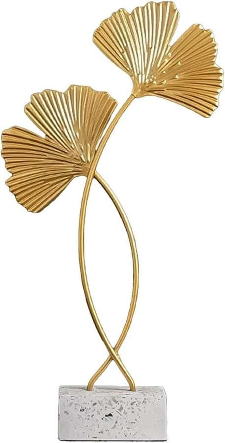 Decoratie Van Ginkgoblad Ginkgobladbeeld Moderne Ginkgo Metalen Gouden Ambachtelijke Sculptuur Kunstbureaudecoraties Voor Thuis Kantoorboekenplank