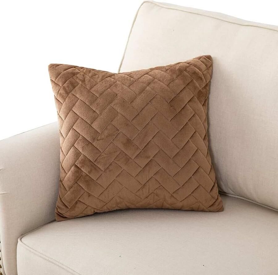 Decoratief kussen bankovertrek 3-zits anti-slip bankovertrek voor L-vorm chaise longue hoekbank 2-zits hoezen woonkamer stoel honden huisdieren bruin 45 x (slechts 1 stuk)