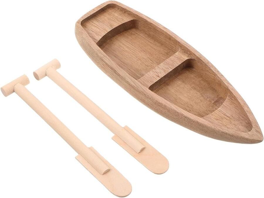 Decoratief Roeibootje Miniatuur Bootje Houten Boot Sprookjestuin Decoratie Handgesneden Hout 168 x 6 x