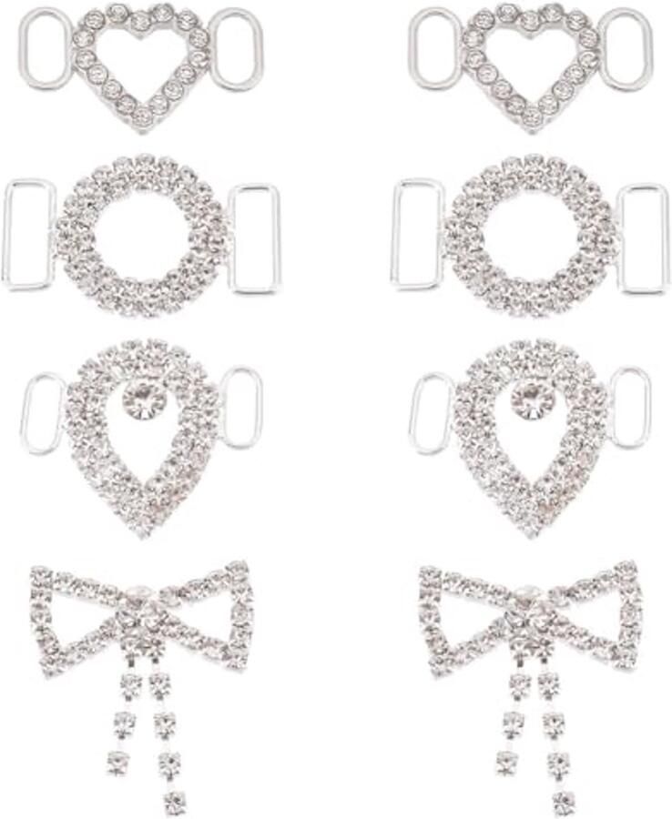 Decoratieve Strass Sluitingen voor Schoenveters 8 Stuks in 4 Stijlen