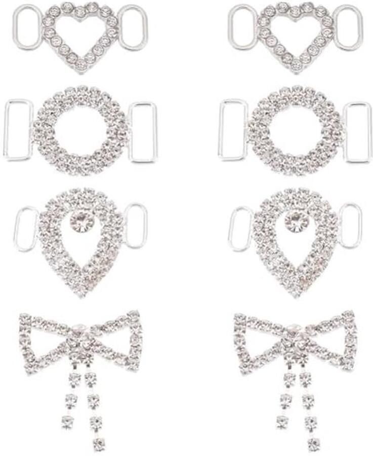 Decoratieve Strass Sluitingen voor Schoenveters 8 Stuks in 4 Stijlen