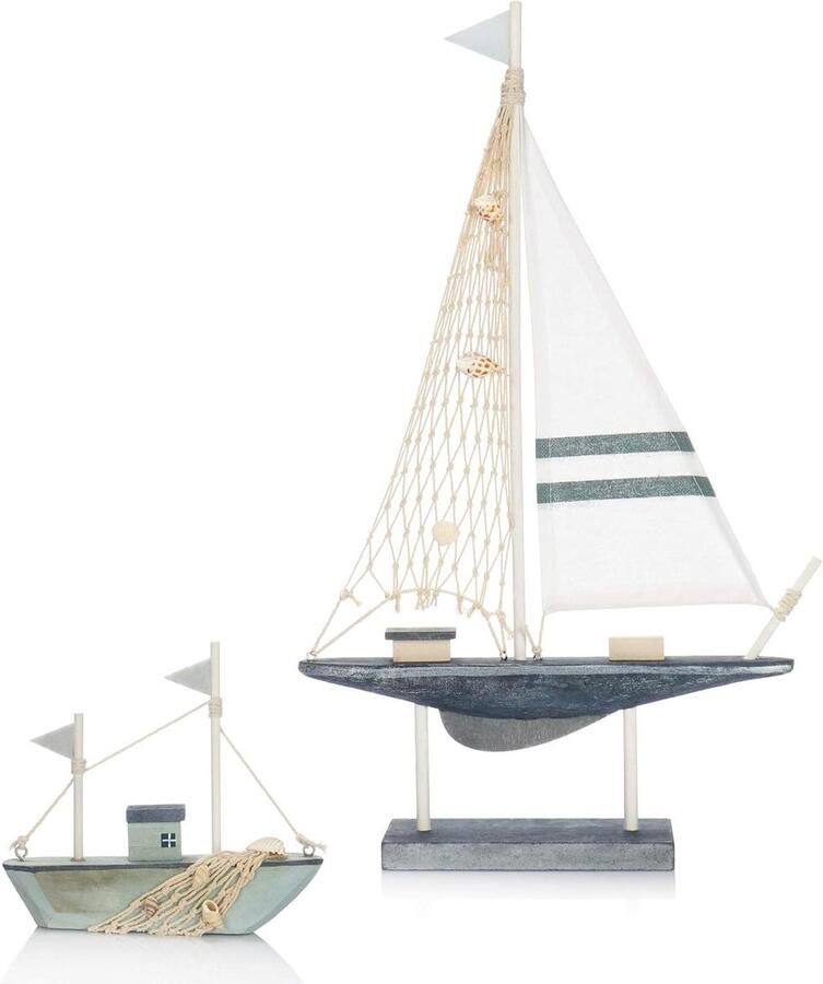 Decoratieve Zeilschepen Houten Boten Maritieme Decoratie Met Canvas Zeilen Groot & Klein Kleuren