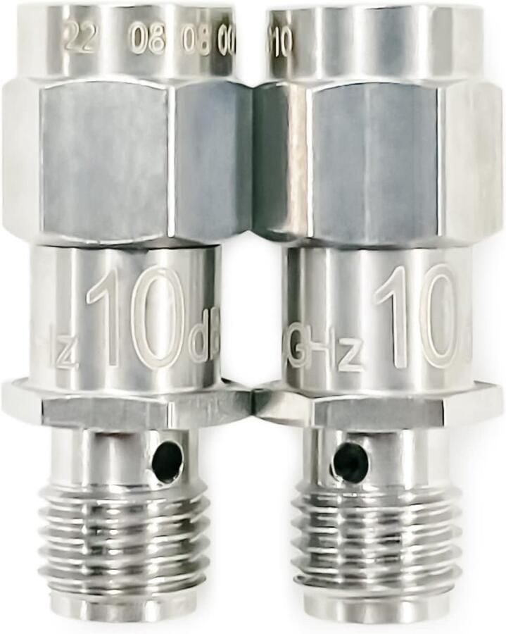 Dempingsschakels 2 stuks 18 GHz 10 dB stekker naar b ohm 2 W coaxiale RF-dempers voor mobiele communicatie 4G 5G Aviation Radar WIFI (2W 18G 10dB-2 stuks)