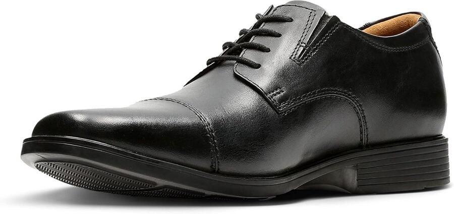 Derby Schoenen voor Heren met Ronde Neus en Blokhak Klassiek Zwart Leer