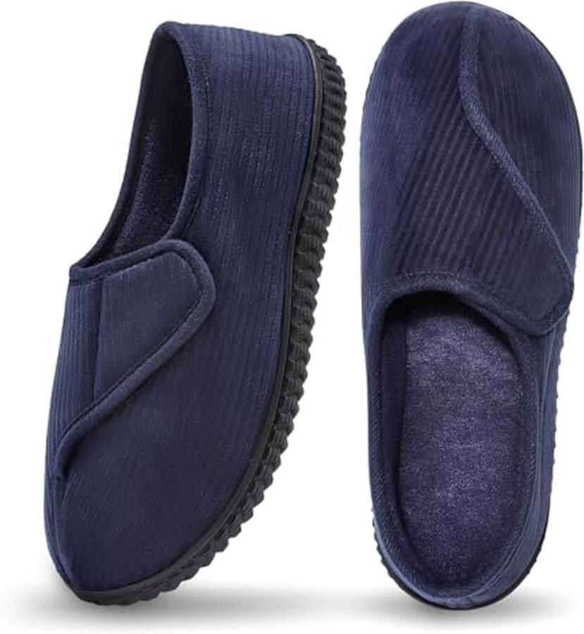 Diabetes Pantoffels voor Heren Verstelbare Slippers met Traagschuim en Dichte Neus
