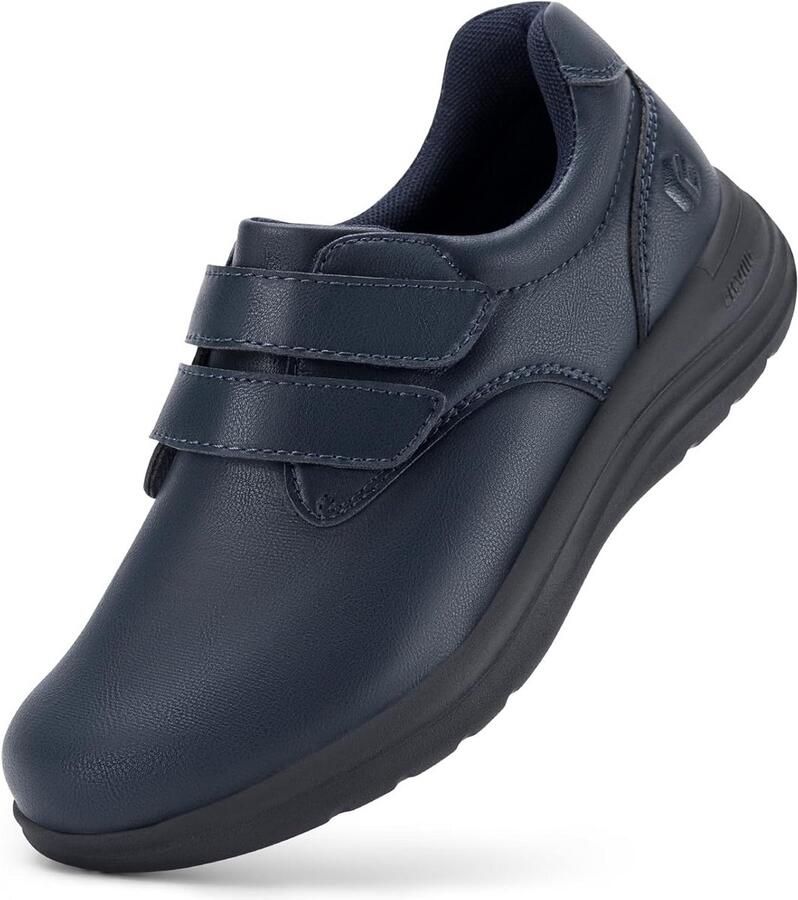 Diabetes Slippers Dames Extra Breed Leren Orthopedische Schoenen met Klittenband