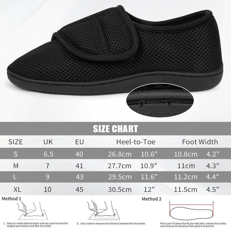 Diabetisch Wandelschoenen en Orthopedische Schoenen Extra Brede Pasvorm Oedeem Schoenen Plantaire Fasciitis Geschikt voor Diabetici Zwart en Blauw