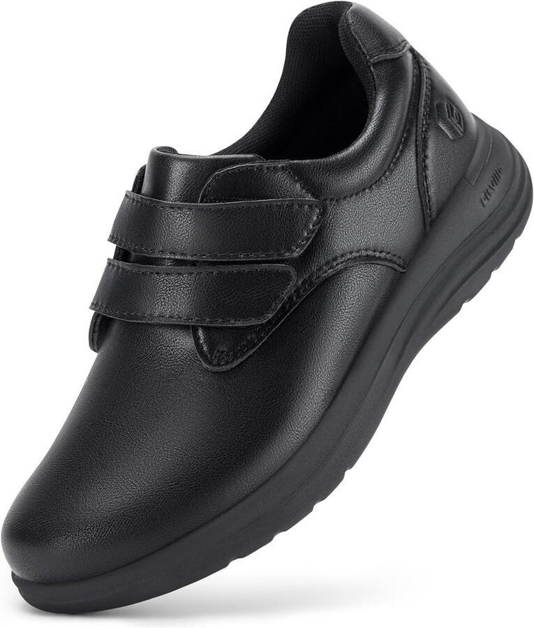 Diabetische Damesschoenen Extra Breed Leren Pantoffels met Klittenband Comfortabele Orthopedische Wandelschoenen