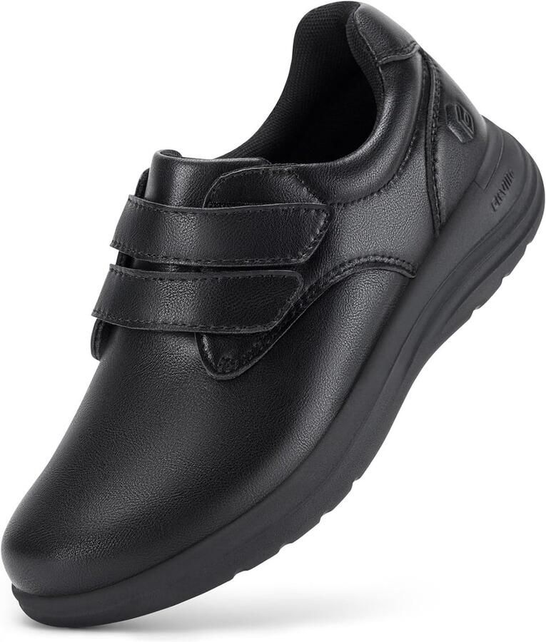 Diabetische Damesschoenen Extra Breed Leren Slippers Orthopedische Schoenen met Klittenband Verstelbare Gezondheidsschoenen Comfortabele Elegante Wandelschoenen voor Gezwollen Voeten