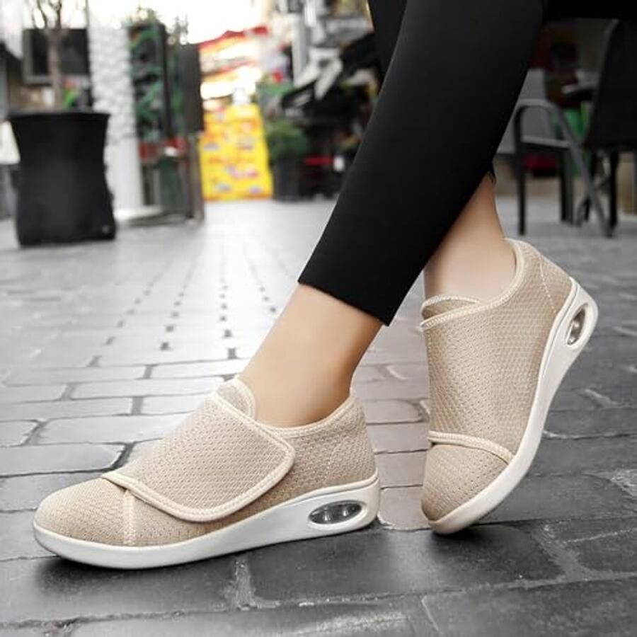 Diabetische Pantoffels voor Brede Voeten en Oedeem Verstelbare Klittenbandsluiting Antislip en Schokdemping